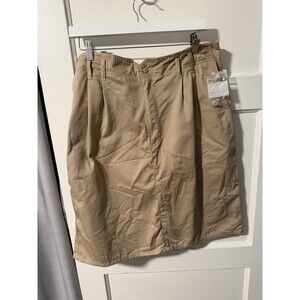 Vintage 90’s Hunt Club Khaki Back Slit Cotton Knee Length Skirt Plus Size 18 EUC